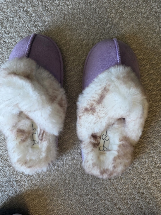 Jessica Simpson Shoes - Jessica Simpson Pink and Cream Faux Fur Slippers